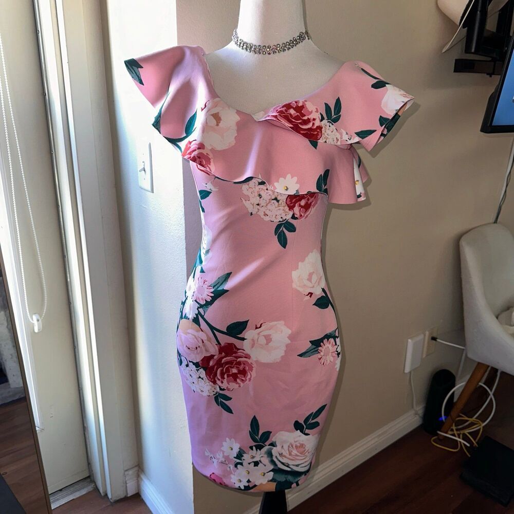 GUESS Dress With Flounce Neckline sz S